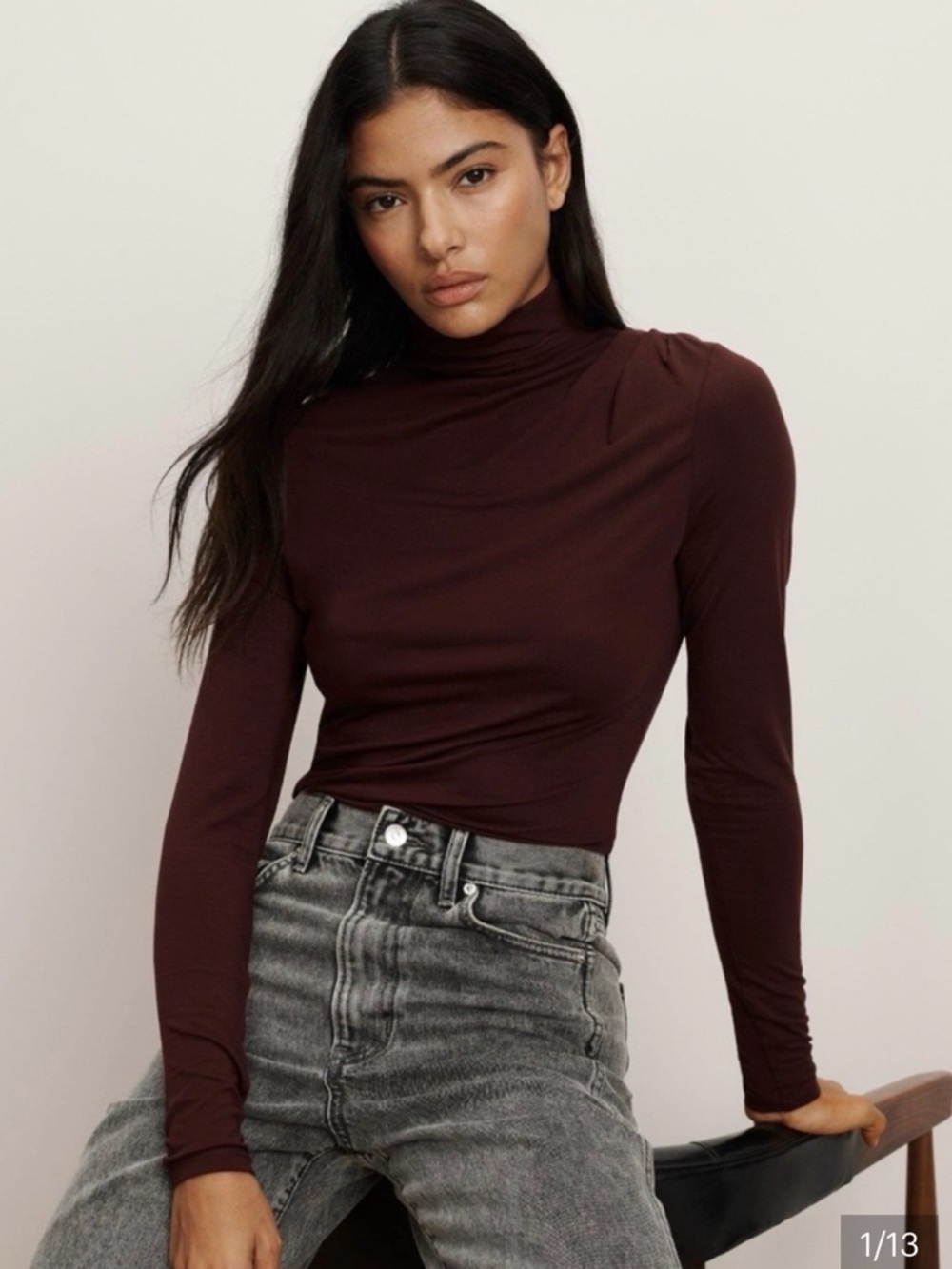 Veronica beard women’s mylie top in raisin burgundy medium mock neck
